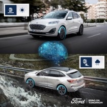 The Kuga Hybrid with AWD disconnect can optimise grip and...