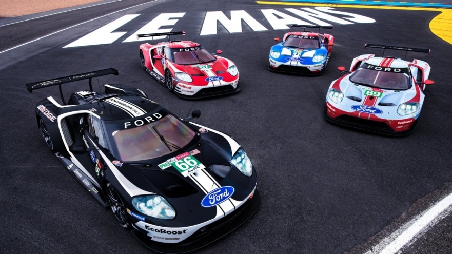 Ford würdigt die 24 Stunden von Le Mans mit Rennwagen in historischen Farben