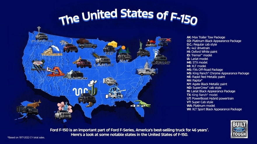 See Where F-150 is Most Popular in the United States of F-150
